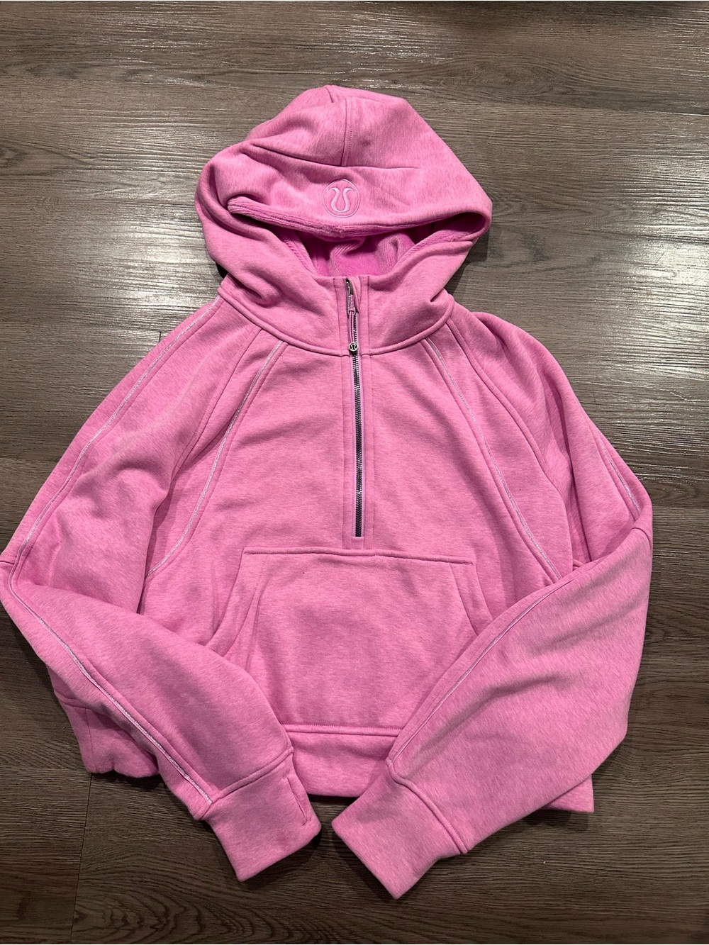 Lululemon pink Half-Zip fleece lined Hooded Sweatshirt